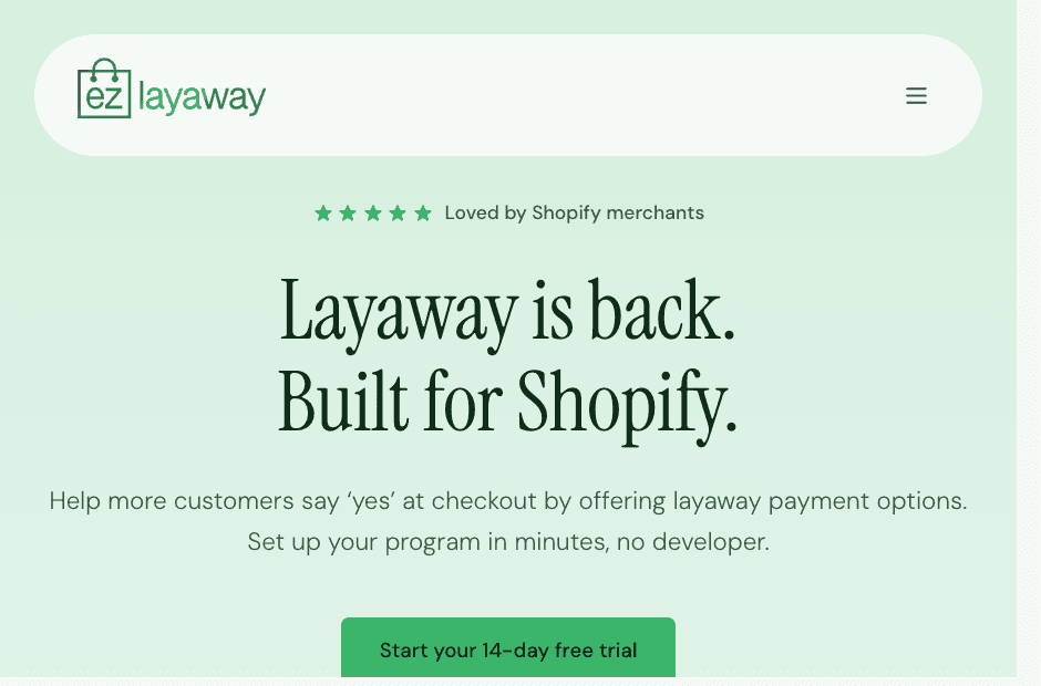 EZ Layaway website — layaway for Shopify merchants