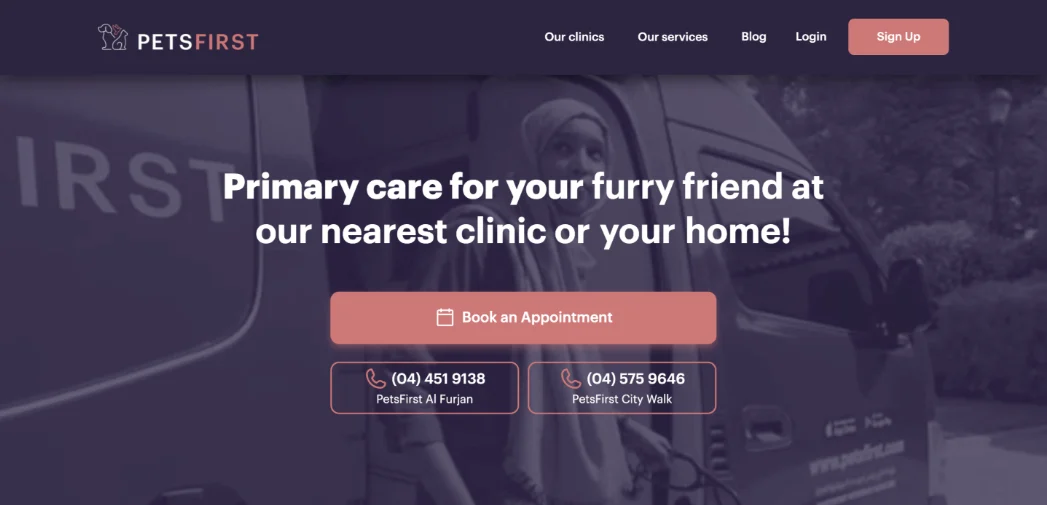 PetsFirst - AI Support & Booking Agent for a UAE Veterinary Chain — project image 1