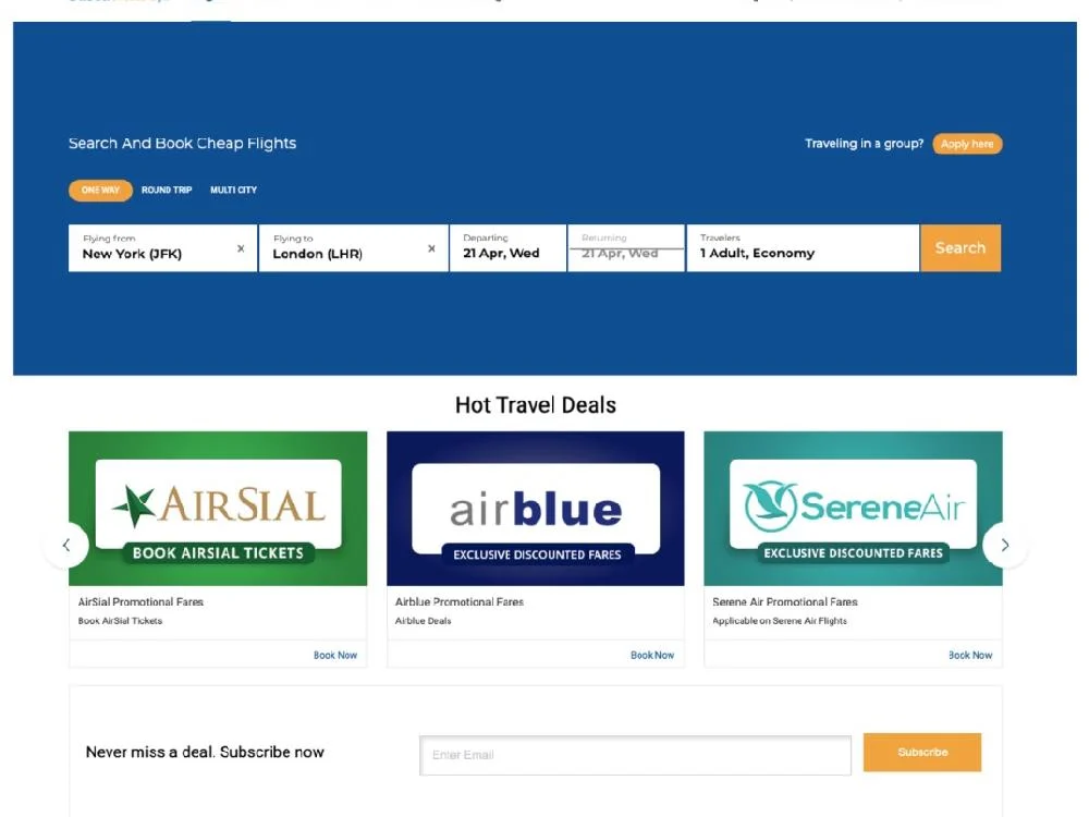 Flight Aggregator - Sastaticket.pk — portfolio cover