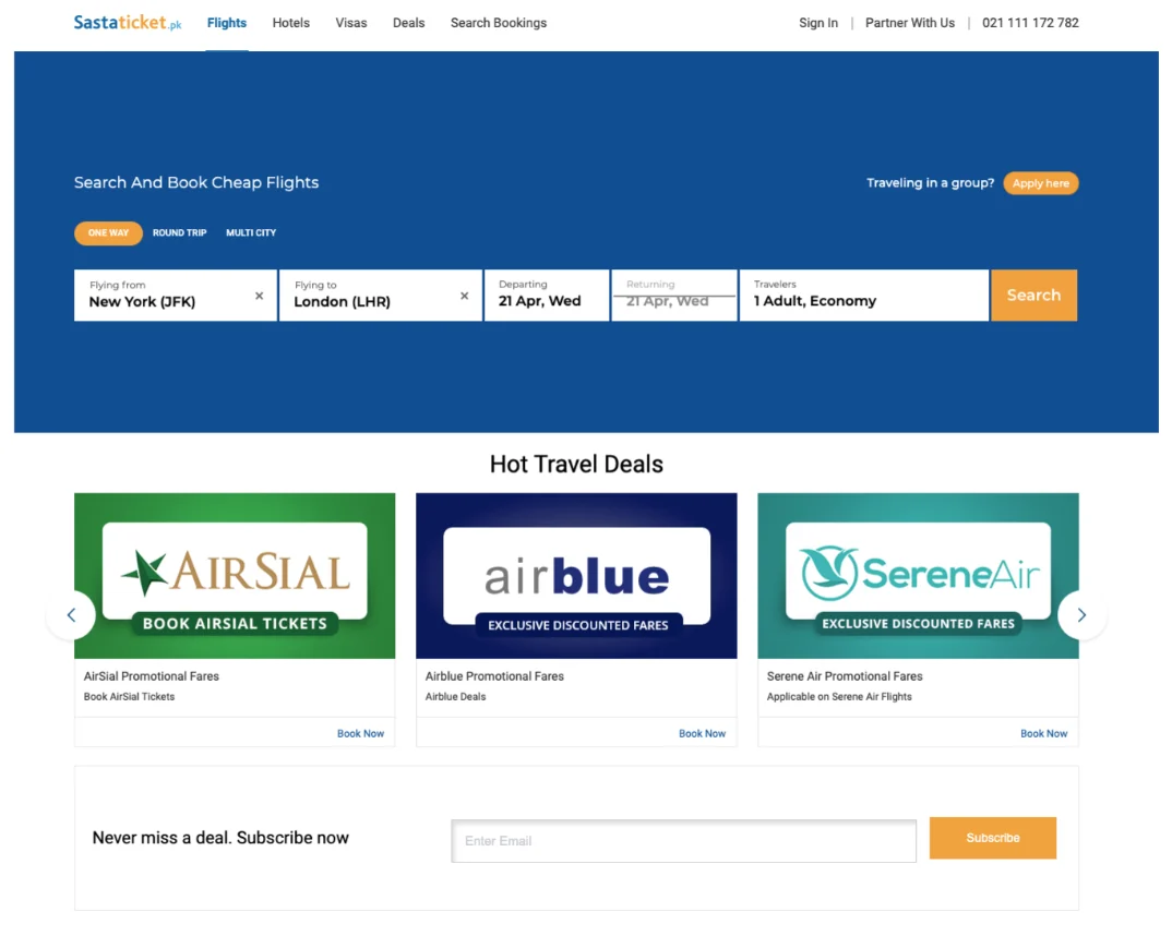 Flight Aggregator - Sastaticket.pk — project image 1